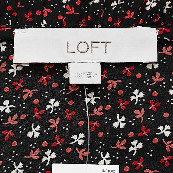 New LOFT Black Floral Dot Ruffle Blouse XS - Picture 5 of 8